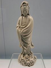 Chinese Ming dynasty porcelain figure of Guanyin, "Goddess of Mercy."