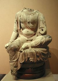 A Tang Dynasty sculpture of a Bodhisattva