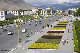 View of the main road in Lhasa