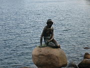 The Little Mermaid statue in Copenhagen harbor