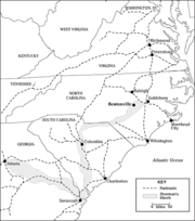 Map of Sherman's advance from Atlanta to Goldsboro
