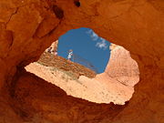 Unique formations like this natural window can be found at nearly every turn inside the canyon.