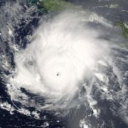 Satellite photo of Hurricane Emily near peak intensity