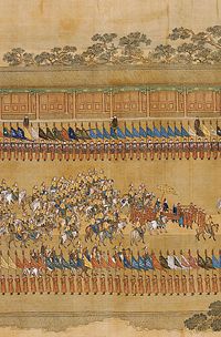 The Qianlong Emperor’s Southern Inspection Tour, Scroll Twelve: Return to the Palace (detail), 1764—1770, by Xu Yang