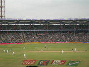 An India vs. Pakistan cricket match at the M. Chinnaswamy Stadium in Bangalore.