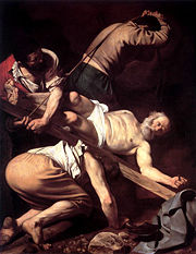 The Crucifixion of Saint Peter, 1601. Cerasi Chapel, Santa Maria del Popolo, Rome.