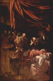 Death of the Virgin. 1601 - 1606. Oil on canvas, 396 x 245 cm. Louvre, Paris.