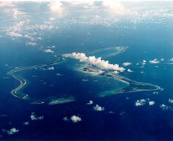 Overhead view of Diego Garcia, looking south.