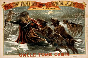Eliza crossing the icy river, in an 1881 theater poster