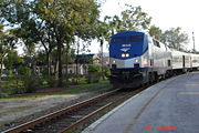 Northbound Silver Star heading to New York in Winter Park, Florida.