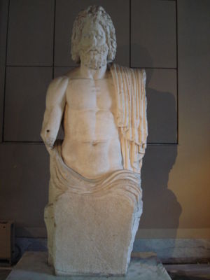 Colossal seated Marnas from Gaza portrayed in the style of Zeus. Marnas was the chief divinity of Gaza. Roman period Istanbul Archaeology Museum)