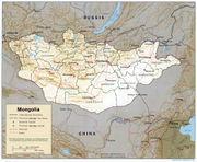 The southern portion of Mongolia is taken up by the Gobi Desert, while the northern and western portions are mountainous