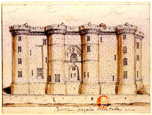 The infamous French state prison the Bastille, where Vanbrugh was incarcerated.
