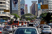 Traffic congestion persists in São Paulo, Brasil despite of the no-drive days based on license numbers.