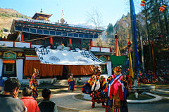 The Gumpa being performed in Lachung during the Buddhist festival of Losar.