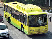 Low floor DTC Buses operate across the city