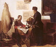 An 1863 painting showing Barentsz and Van Heemskerk charting their route