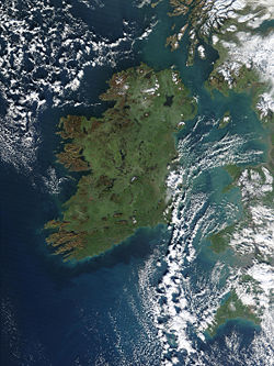 True-colour satellite image of Ireland, known in Irish as Éire.