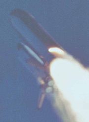 Camera captures plume on right SRB