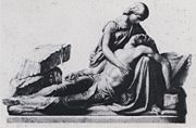 Engraving by George Stodart after a monument of Mary and Percy Shelley by Henry Weekes (1853)