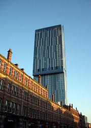 Beetham Tower on Deansgate, currently Manchester's tallest building.