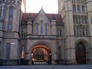 The entrance to Whitworth Hall, part of the University of Manchester campus