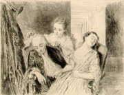 Outstanding wifely tact in The Careless Husband: Lady Easy finds her husband asleep with the maid and places her scarf on his head so he won't catch cold, but will know that she has seen him.