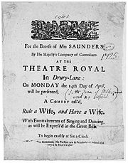 Drury Lane playbill, 1725.