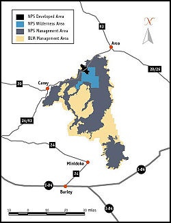 Management sections. Together the NPS Developed Area and NPS Wilderness Area made up the 1970 to 2000 extent of the Monument.