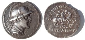 Tetradrachm of the Greco-Bactrian King Eucratides (171-145 BCE)