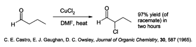 Alpha chlorination of an aldehyde using CuCl2