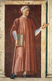 Mural of Dante in the Uffizi Gallery, by Andrea del Castagno, c. 1450.