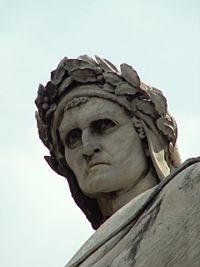 Statue of Dante in the Piazza di Santa Croce in Florence.