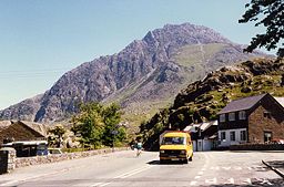 none Tryfan's north ridge (seen on the left in this picture) in the Snowdonia National Park.