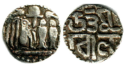 An early silver coin of Uttama Chola found in Sri Lanka showing the Tiger emblem of the Cholas
