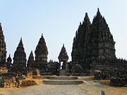 Hindu temple complex at Prambanan in Java clearly showing Dravidian architectural influences