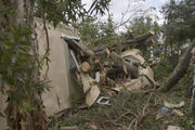 Damage to a mobile home in Davie, Florida following Hurricane Katrina