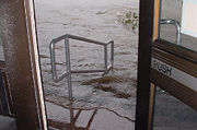 Mobile, Alabama: Downtown flood waters came up Mobile's Federal Courthouse steps 29-Aug-2005.