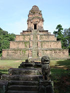 Dedicated by Rajendravarman in 948 A.D., Baksei Chamkrong is a temple-pyramid that housed a statue of Shiva.