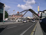 The "Whittle Arch" outside the Transport Museum, named after Sir Frank Whittle.