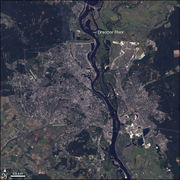 Landsat 7 image of Kiev and the Dnieper River.
