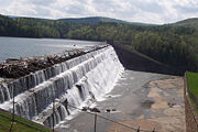 The Gilboa Dam in the Catskill Mountains of New York State is an example of a "solid" gravity dam.