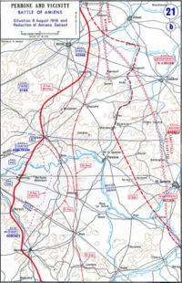 Map depicting the advance of the Allied line