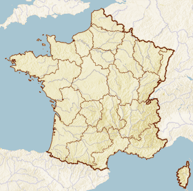 Modern-day French borders. Autun is just to the right of the map's midpoint, Septimania runs along the rightward coast from the Spanish border, and Aquitaine is along the coast running north from Spain.