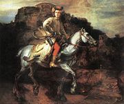 The Polish Rider - A Lisowczyk on horseback. The subject of much discussion.  It is possible that the person depicted was Grand Chancellor of Lithuania, Marcjan Aleksander Ogiński (1632-1690)
