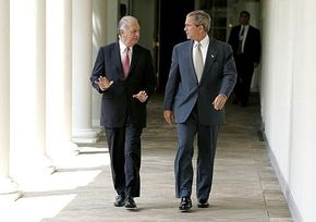 Former President Ricardo Lagos with United States President George W. Bush.
