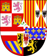 Coat of arms of Charles I, representing territories in Spain (top) and his other European possessions (bottom)