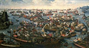 The Battle of Lepanto (1571), marking the end of the Ottoman Empire as the dominant naval power in the Mediterranean