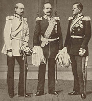 Bismarck, left, with Roon (center) and Moltke (right). The three leaders of Prussia in the 1860s