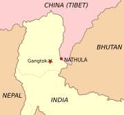 Location of Nathu La in Sikkim